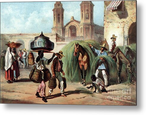 1855 Metal Print featuring the drawing Cuba - Vendors, 1855 by Granger