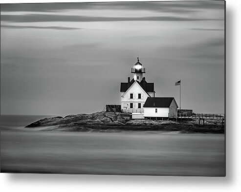 Maine Metal Print featuring the photograph Cuckolds Light Station Black and White by Rick Berk