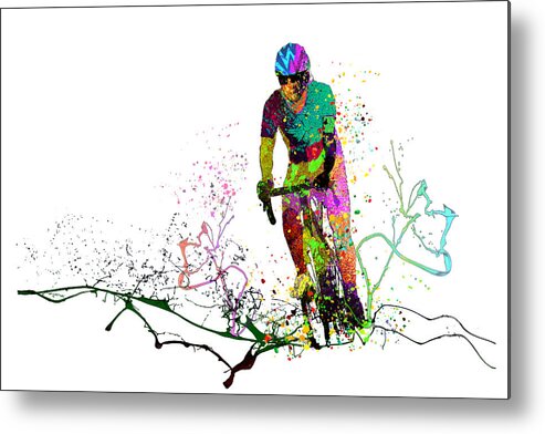 Sports Metal Print featuring the mixed media Cycling Passion 03 by Miki De Goodaboom
