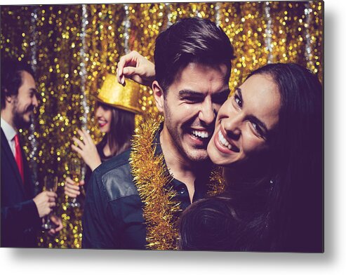 Heterosexual Couple Metal Print featuring the photograph Dancing at the party by Pixelfit