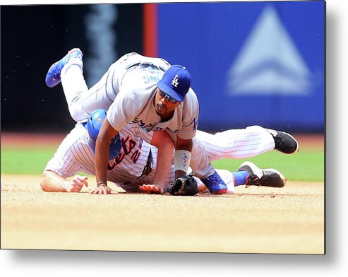 Double Play Metal Print featuring the photograph Daniel Murphy and Jimmy Rollins by Mike Stobe