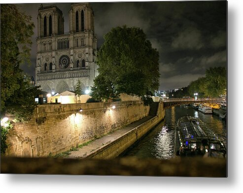 Notre Dame Metal Print featuring the photograph Dark Notre Dame by Lisa Chorny