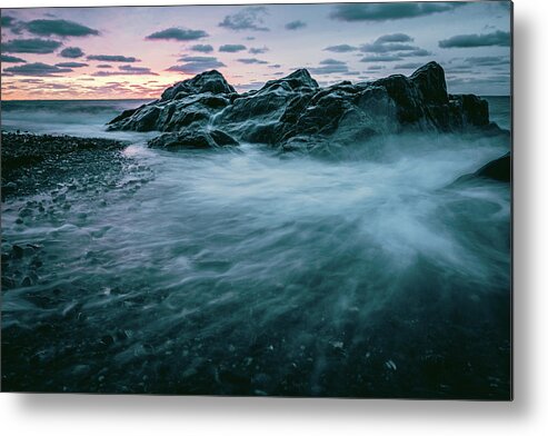 New Hampshire Metal Print featuring the photograph Dark Surf by Jeff Sinon