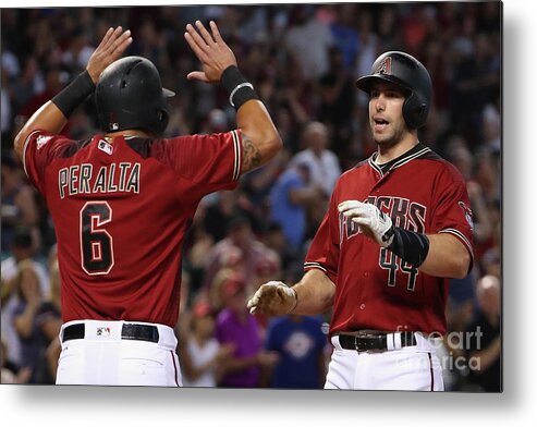People Metal Print featuring the photograph David Peralta and Paul Goldschmidt by Christian Petersen