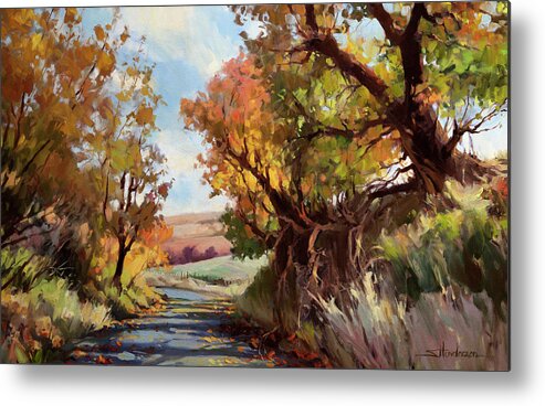 Landscape Metal Print featuring the painting Davis Hollow Country Road by Steve Henderson