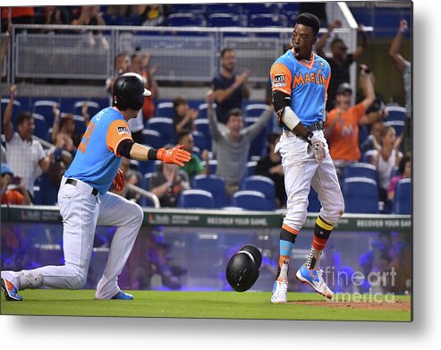 People Metal Print featuring the photograph Dee Gordon and Christian Yelich by Eric Espada