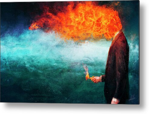 Fire Metal Print featuring the painting Deep by Mario Sanchez Nevado