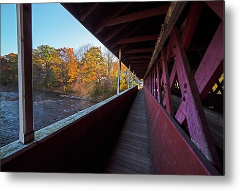 Swanzey Metal Print featuring the photograph Denman Thompson Bridge Fall Foliage Swanzey NH Pedestrian Walkway by Toby McGuire
