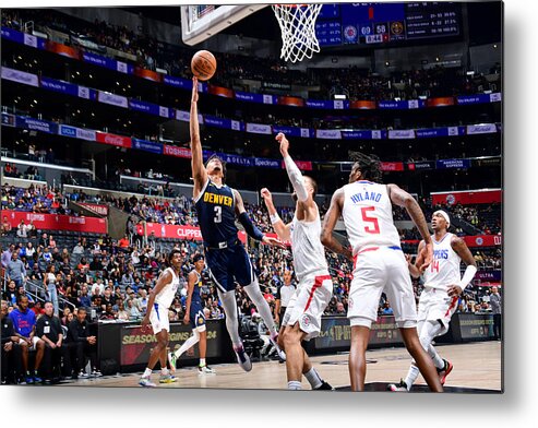 Nba Pro Basketball Metal Print featuring the photograph Denver Nuggets v LA Clippers by Adam Pantozzi