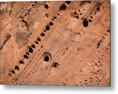 Capitol Reef National Park Metal Print featuring the photograph Detail of eroding sandstone by Raphael Schneider