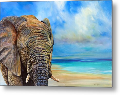 Elephant Metal Print featuring the painting Determination by R J Marchand