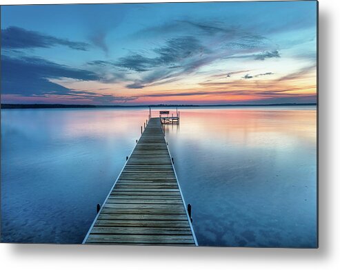 Higgins Lake Metal Print featuring the photograph Dewitt's Landing Blue Hour by Ron Wiltse
