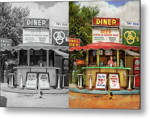 Diner Metal Print featuring the photograph Diner - Try our 25 cent platter 1940 - Side by Side by Mike Savad