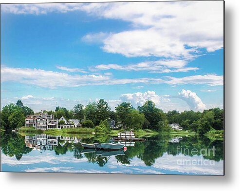 Dingy Metal Print featuring the digital art Dingys on the Kennebunkport River, Kennebunkport, Maine by Patti Powers