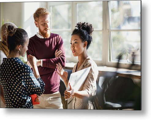 Working Metal Print featuring the photograph Discussing Business with Colleagues by SolStock