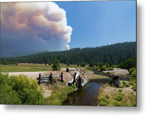 Nature Metal Print featuring the photograph Dixie Fire Plume and Deer Creek by Mike Lee