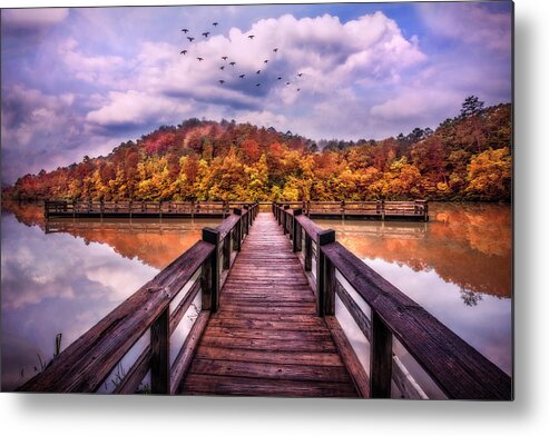 Carolina Metal Print featuring the photograph Dock into Autumn by Debra and Dave Vanderlaan