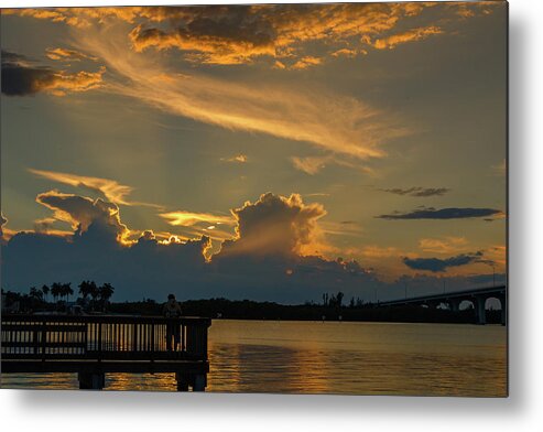 Sunset Metal Print featuring the photograph Dock Sunset by Les Greenwood