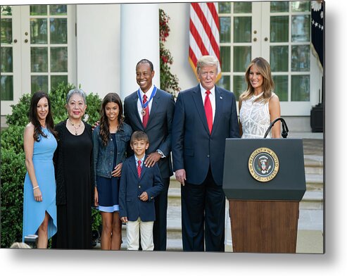 Donald Trump Metal Print featuring the photograph Donald Trump Medal of Honor to Tiger Woods by Shealah Craighead