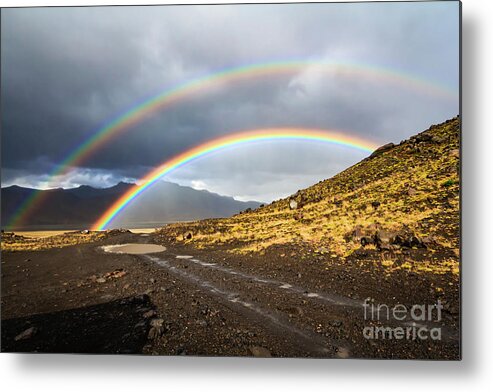 Rainbow Metal Print featuring the photograph Double rainbow by Lyl Dil Creations