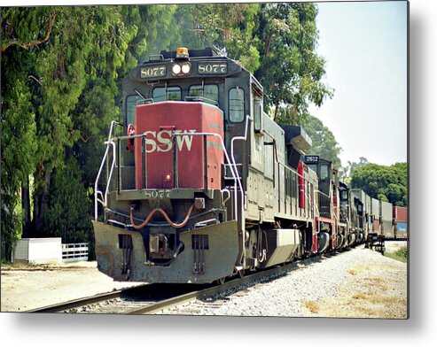 Double-stacks Metal Print featuring the photograph Double-Stacks -- Intermodal Train in San Luis Obispo, California by Darin Volpe