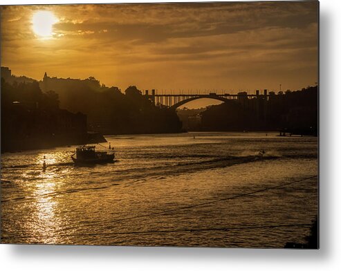 Gold Metal Print featuring the photograph Douro Golden river by Micah Offman