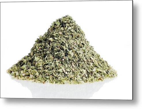 White Background Metal Print featuring the photograph Dried oregano by Richard Clark
