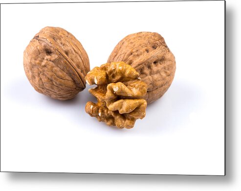 Toughness Metal Print featuring the photograph Dried walnut isolated by R.Tsubin