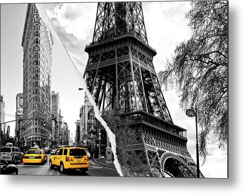 Eiffel Tower Metal Print featuring the photograph Dual Torn Collection - Flatiron Eiffel by Philippe HUGONNARD