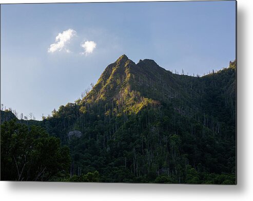 Smoky Metal Print featuring the photograph Early Light on Chimney Tops by Cris Ritchie