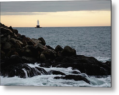 Andrew Pacheco Metal Print featuring the photograph Early Morning At Sakonnet Point Lighthouse by Andrew Pacheco