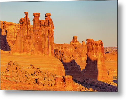 Landscape Metal Print featuring the photograph Early Morning Light on the Three Gossips by Marc Crumpler