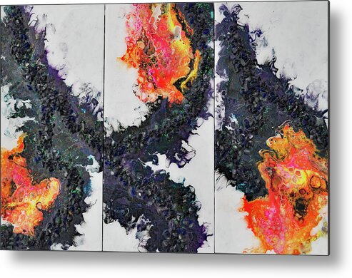 Triptych Metal Print featuring the painting Earth Gems #19W098 by Lori Sutherland