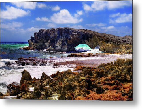 Cozumel Metal Print featuring the photograph El Mirador Natural Bridge Rock Arch East Coast of Cozumel Mexico by Peter Herman