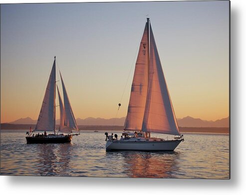 Pacific Northwest Metal Print featuring the photograph Elliot Bay Sailboats by Sean Hannon