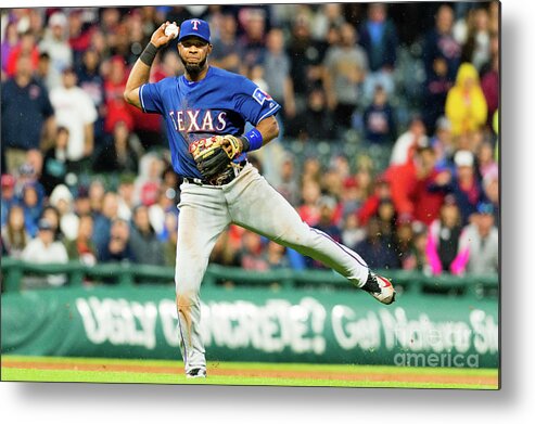 People Metal Print featuring the photograph Elvis Andrus and Francisco Lindor by Jason Miller