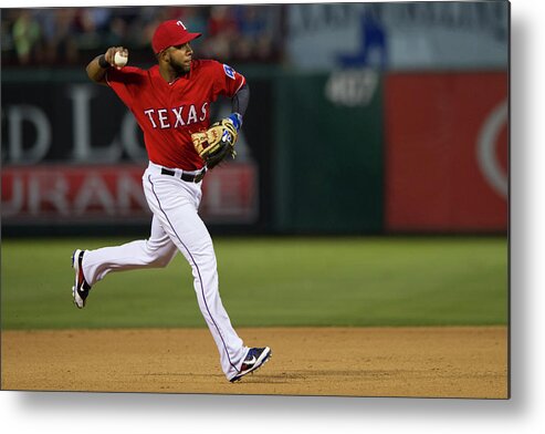 American League Baseball Metal Print featuring the photograph Elvis Andrus by Cooper Neill