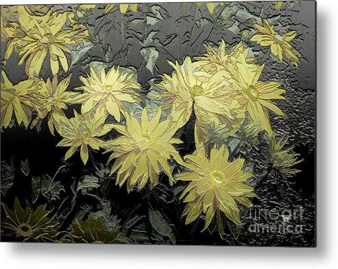 Digital Metal Print featuring the digital art Embossed Dasies by Deb Nakano