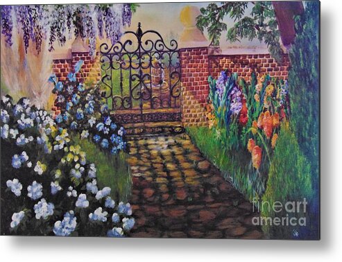 Garden Metal Print featuring the painting English Garden by Saundra Johnson