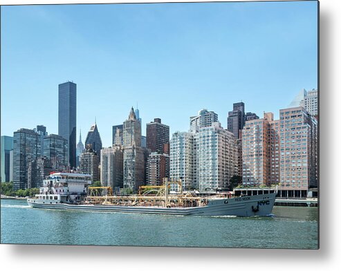 East River Metal Print featuring the photograph EPA Sludge Ship by Cate Franklyn