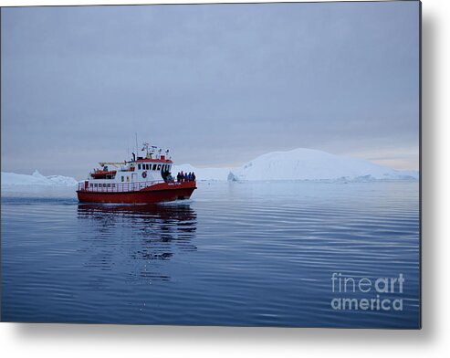 Boat Metal Print featuring the photograph Evening Cruise in Disko Bay by Eva Lechner