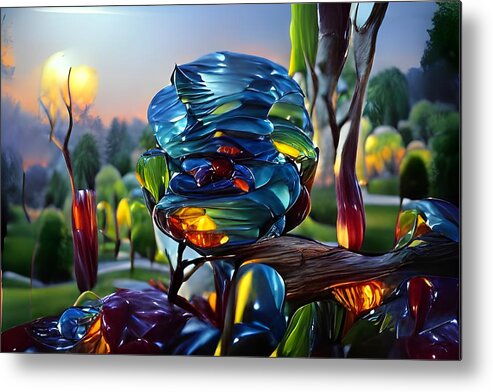 Digital Metal Print featuring the digital art Evening Glass by Beverly Read