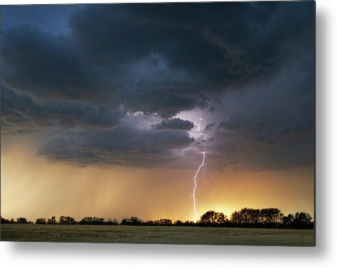Landscape Metal Print featuring the photograph Evening Lightning by Dan Jurak