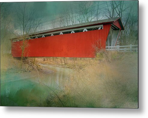 Covered Bridge Metal Print featuring the photograph Everett Road Covered Bridge by Paul Giglia