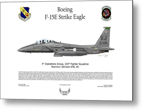Boeing Metal Print featuring the digital art F-15E Strike Eagle 335th FS by Arthur Eggers