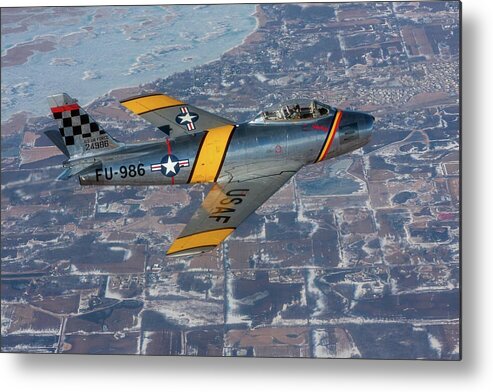 Action Metal Print featuring the photograph F-86 Sabre Flying 2 by Liza Eckardt