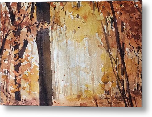 Landscape Metal Print featuring the painting Forest Portal by Sheila Romard