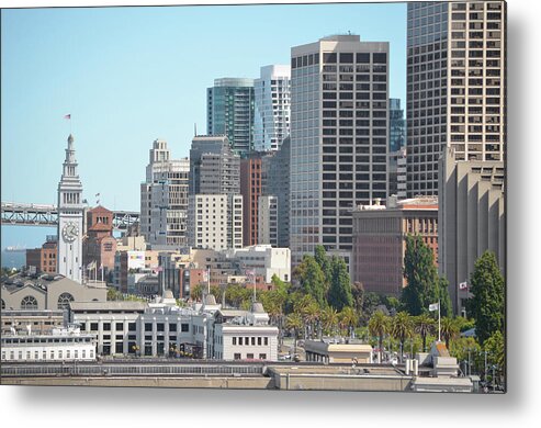 San Francisco Metal Print featuring the photograph Ferry Building Clocktower along The Embarcadero in Downtown San Francisco by Shawn O'Brien
