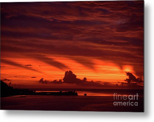 Tahiti Metal Print featuring the photograph Fiery Sunset, French Polynesia. by Tom Wurl