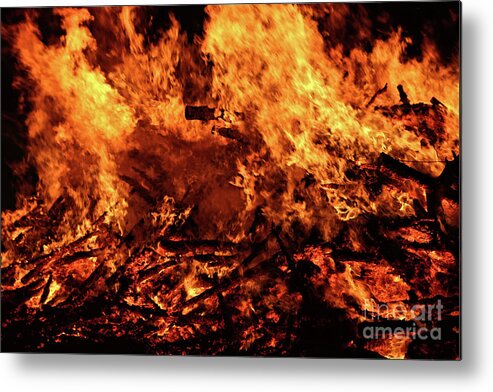 Fire Metal Print featuring the photograph Fire Bonfire by Vivian Krug Cotton